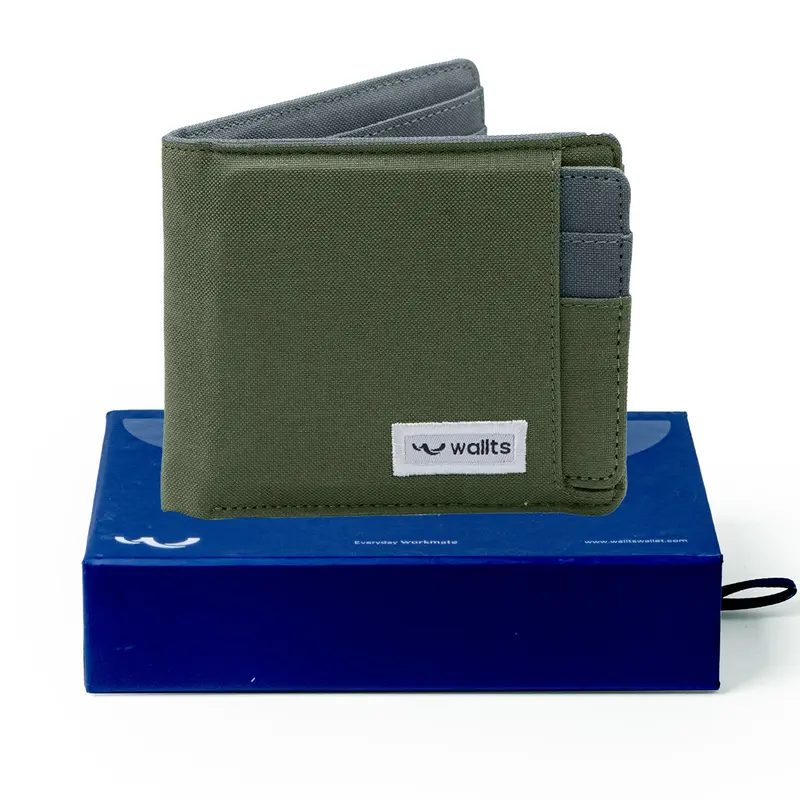 Wallts Aster 2 in 1 Wallet Army Charcoal -  Dompet  kanvas  uang dan  kartu Pria Wallet Card Holder  Hitam 4