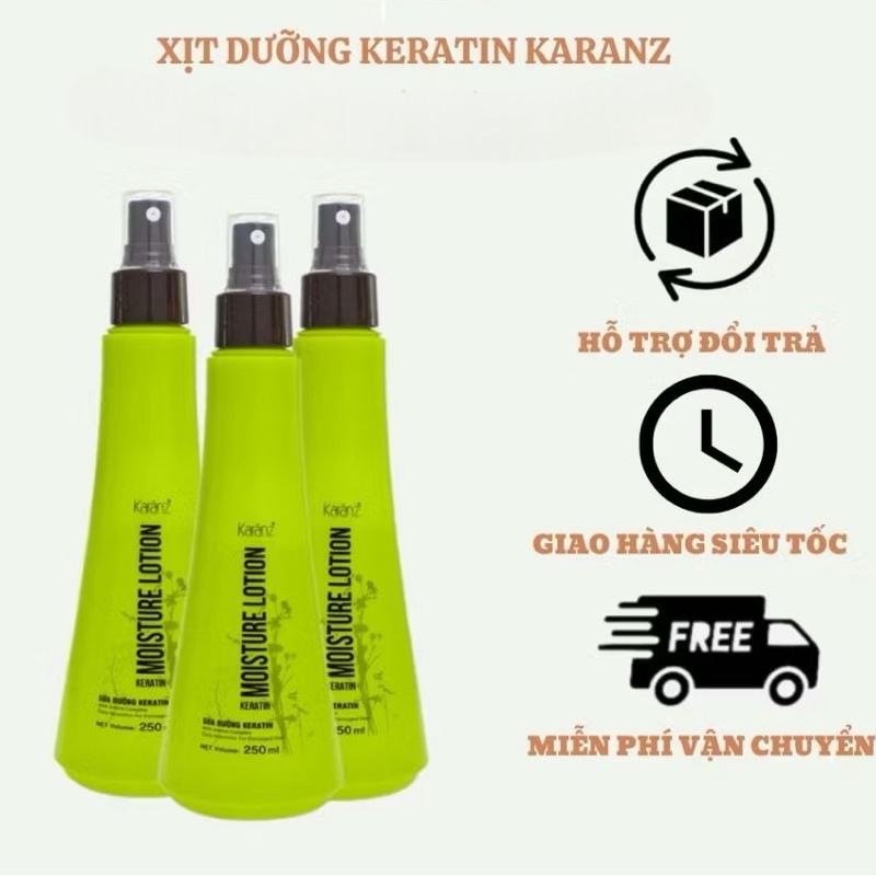 Sữa Xịt dưỡng tóc KERATIN MOISTURE LOTION KARANZ collagen giữ ẩm phục hồi khô xơ rối hư tổn 250ml