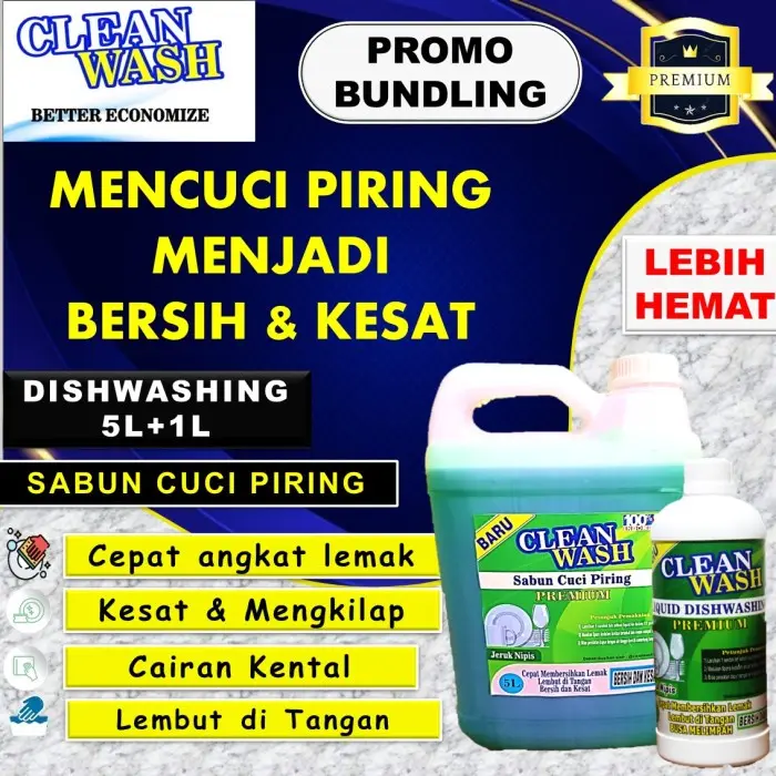 PROMO BUNDLING Clean Wash Dishwashing 5 Liter + 1 Liter PREMIUM 0