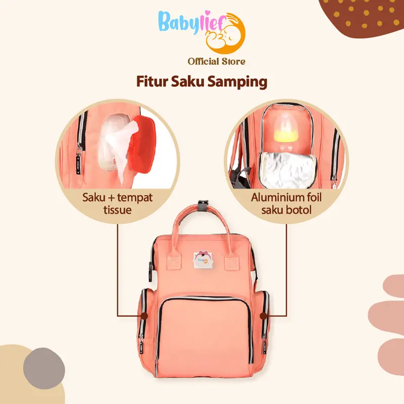 Babylief Maternity Mummy Bag – Diaper Bag Tas bayi multifungsi diaper bag waterproof tas perlengkapan bayi baru lahir tas persalinan BL004 5