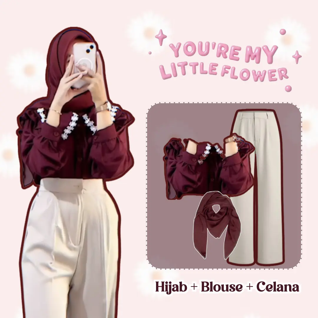 One Set Setelan Wanita Simple Style (Blouse Rompi + Celana Knit + Hijab) OOTD elegand - DS087 N