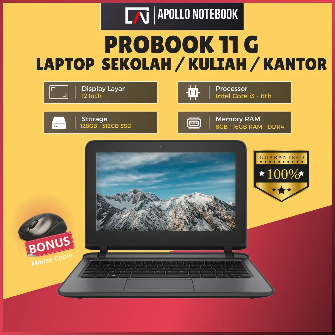 Laptop  Probook 11 G2 - i3  / 8gb / ssd 256gb  Windows - Bergaransi