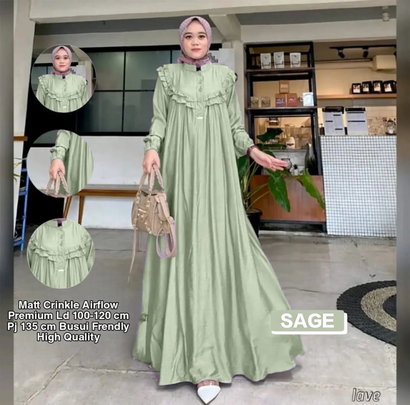 COD !! Gamis Wanita Crinkle Airflow Premium Kekinian - Gamis Polos Jumbo