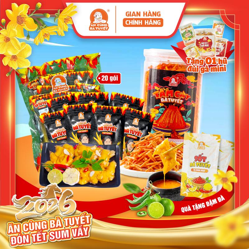   Tặng 1 hũ đùi gà  Combo GÀ CAY - gồm 1 hũ tăm cay + 20 chân gà tê cay + 1 hũ sốt chấm - ĂN CÙNG BÀ TUYẾT M2 