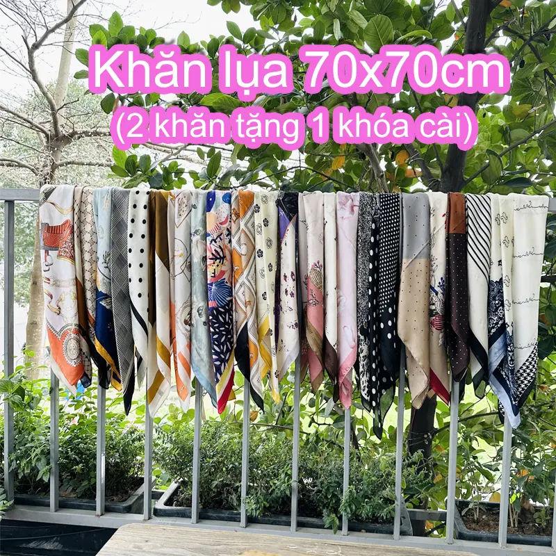 [160 Màu] Khăn Lụa Vuông 70x70cm, Choàng Cổ, Làm Nơ, Trang Trí Túi Xách, Khăn Thắt Nơ, Khăn Làm Áo Yếm Hot Hit Women Khăn Choàng Voan Quàng Cổ  Voi KH02