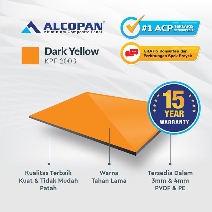 Gambar Acp Alcopan 4mm PVDF Outdoor - Dark Yellow 1220 x 2440 - Dark Yellow dari Acp Alcopan Kota Administrasi Jakarta Barat 3 Tokopedia