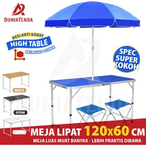 TERLARIS DT Meja Dagang Lipat Portable Outdoor Lubang Tengah Payung Meja Jualan Bazar Kokoh Berkualitas