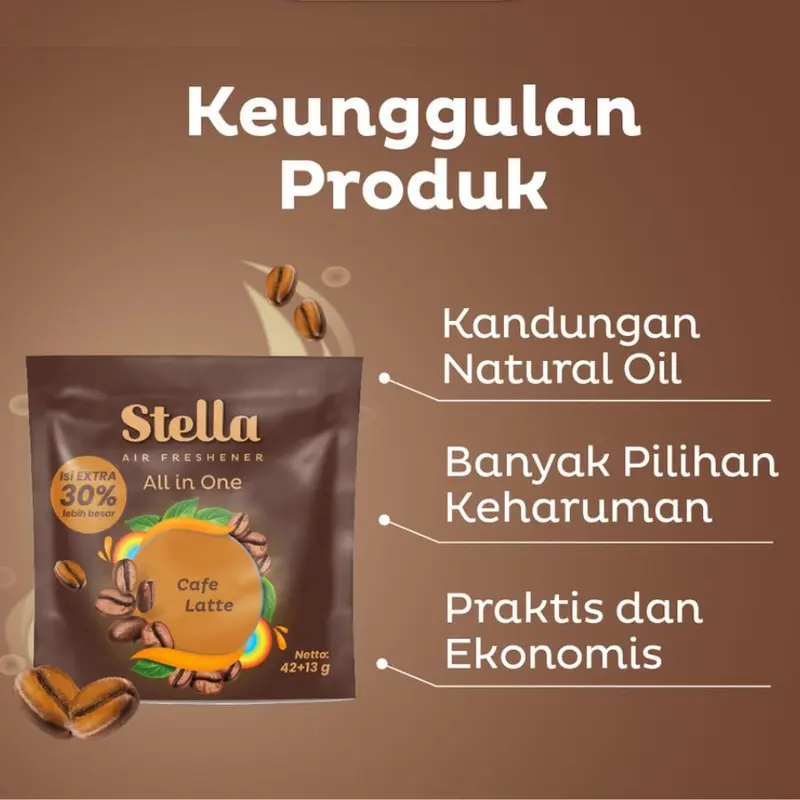 3 Pcs Stella Gantung All In One Cafe Latte - Parfum Pengharum Mobil dan Ruangan Aroma Kopi 3