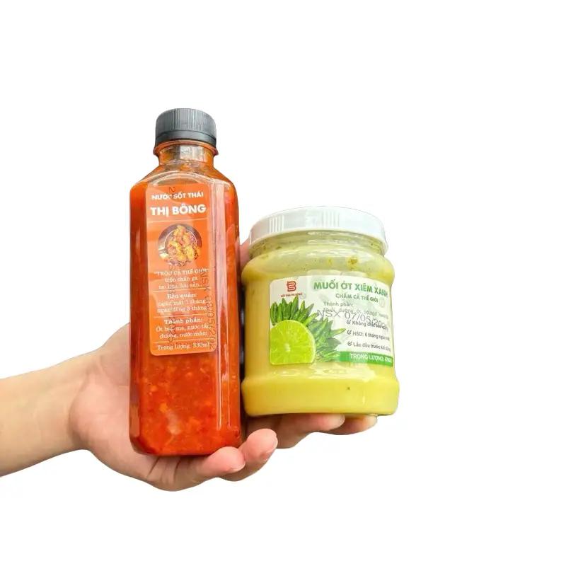 Combo D ( 1 chai sốt thái Thị Bông 330ml + 1 hũ muối chấm hải sản ớt Xiêm XANH Thị Bông 450gr)