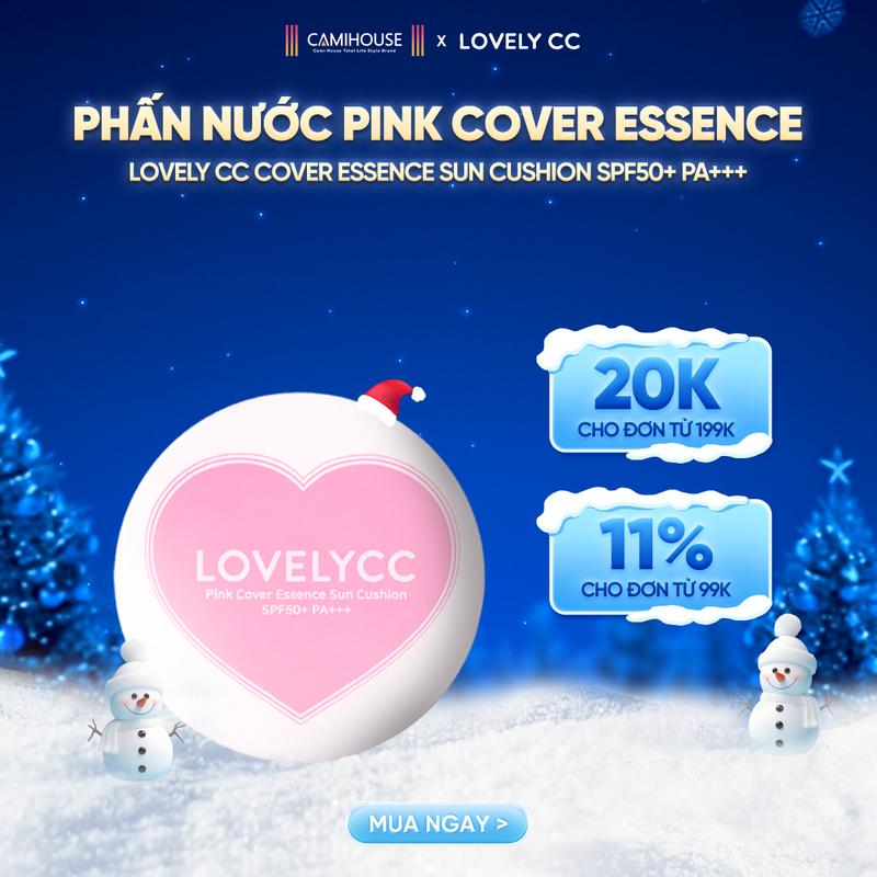 Phấn nước LovelyCC Pink Cover Essence Sun Cushion SPF 50+ PA+++ 15g chống nắng nâng tông tự nhiên che phủ tốt mỏng nhẹ - CAMIHOUSE