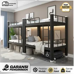 [TERMURAH] RANJANG BESI TINGKAT 2 Susun Tempat Tidur Besi Kuat Kokoh Hemat Ruang Anti Karat Kamar Kos Asrama Kontrakan