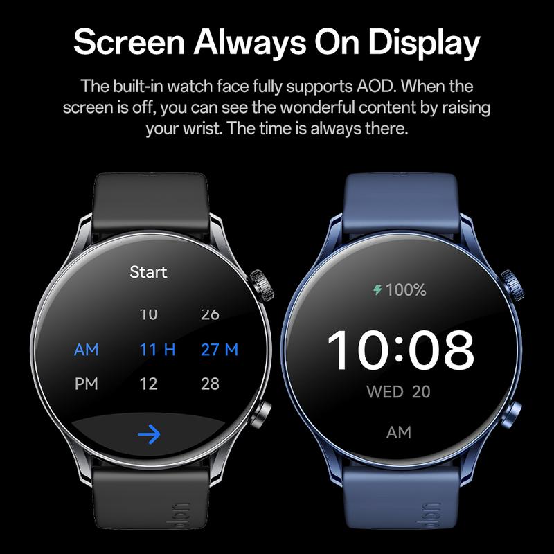 Aolon GTR3 jam smartwatch Tangan Pria Layar 1.43'' Bluetooth5.3 Ultra tipis 8.8 mmTahan Lama Tahan Air Debu Layar Monitor Amoled 100+ Mode Olahraga Large Screen Wireless Call Long Battery Life IP68 Waterproof Mendukung tampilan luar layar AOD strava 6