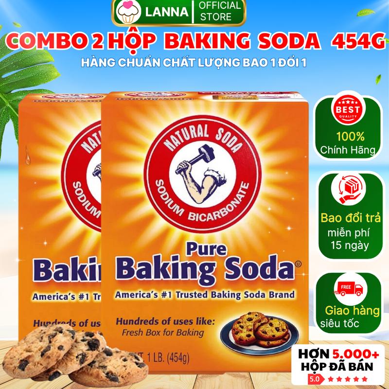 【COMBO 2 HỘP Bột Baking Soda USA Mỹ đa năng bột nở baking soda khử mùi tẩy rửa làm bánh - 454GR