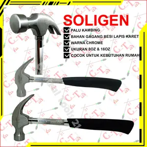 Palu Kambing Gagang Besi Lapis Karet 8OZ 16OZ Soligen Martil Hammer