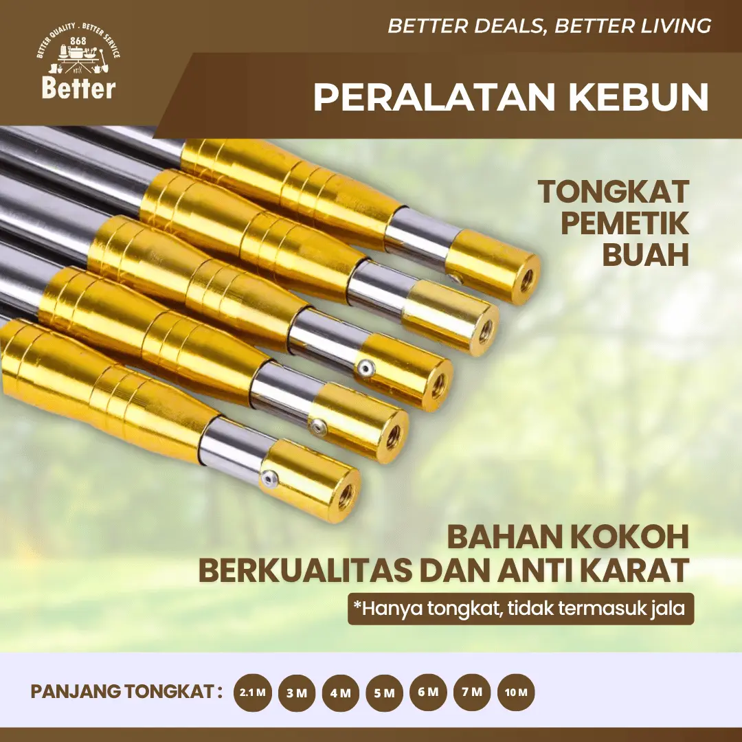 Tongkat Galah Pemetik Buah Teleskopik Multifungsi 2.1M / 3M / 4M / 5M / 6M / 7M / 10M