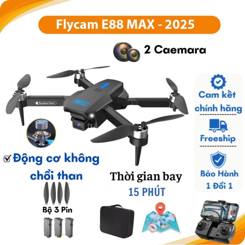 PIycam Mini Flaycam Giá Rẻ Máy Bay Không Người Lái E88 MAX Camera Kép 4K Full HD,Chế Độ Cảm Biến Tránh Va Chạm Tự Động Flycam Drone Đèn Chụp Ảnh