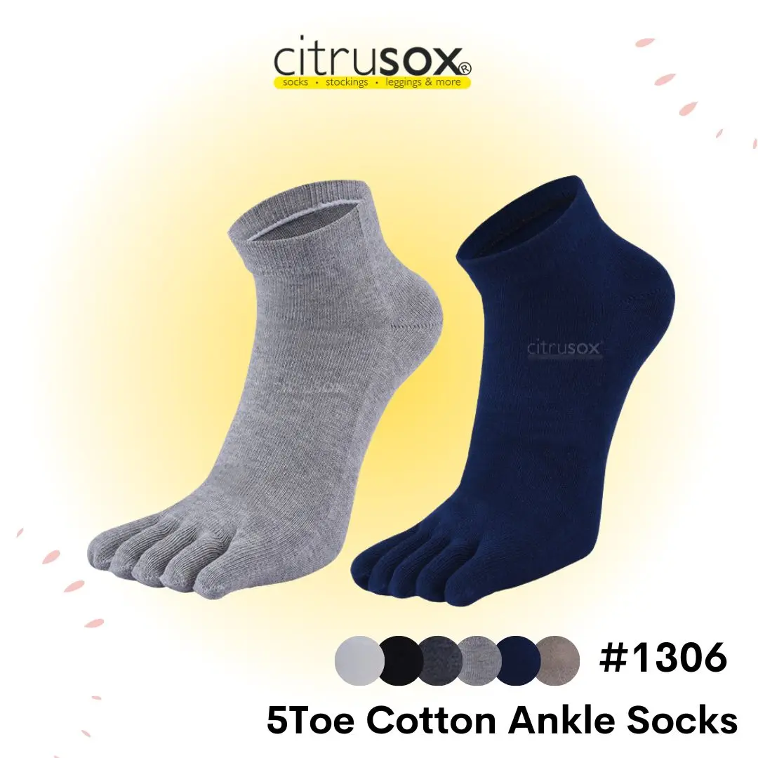 CITRUSOX Hygienic Cotton Basic Men Plain Colour Ankle Five Toe Socks Elastic Menswear (25-28 cm, EU 41-45) #1306