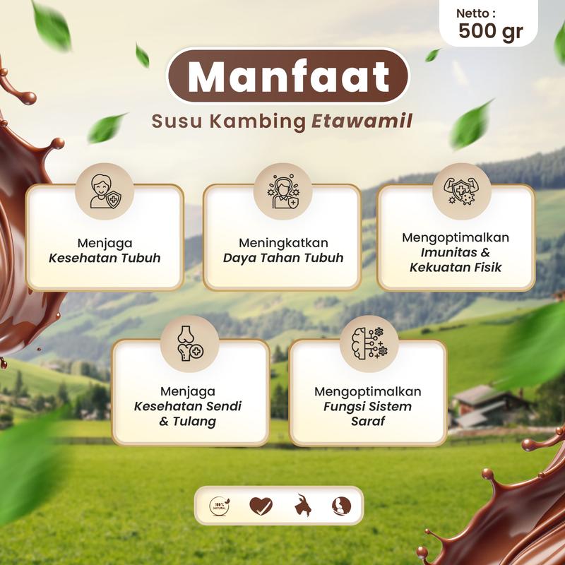 ETAWAMIL Susu Kambing Etawa Bubuk - Rasa Cokelat Enak Sehat Halal BPOM 1000 gram 1 KG Milk 4