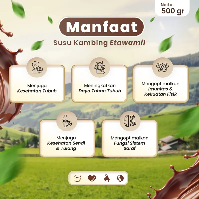 ETAWAMIL Susu Kambing Etawa Bubuk - Rasa Cokelat Enak Sehat Halal BPOM 1000 gram 1 KG Milk 3