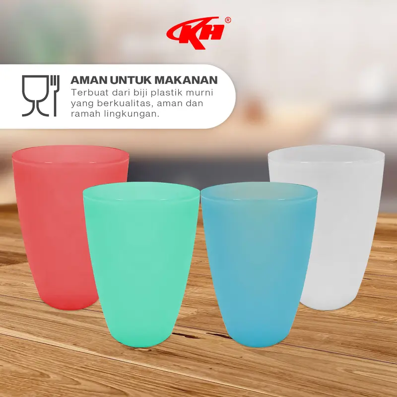 KH Gelas Asoka 390ml Plastik Glass Food Safe - Pink 4
