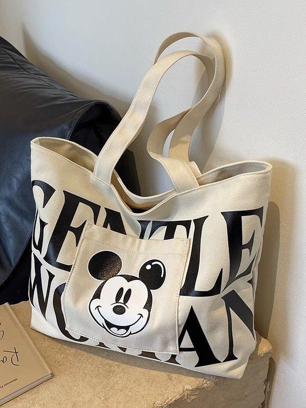 Product Introduction of Canvas bag, new cartoon style large capacity tote shoulder bag, tote bag, college commuting and tutoring bag 2