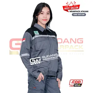 Wearpack Atasan Kerja (BAJU SAJA) Lengan Panjang Warna Abu Kombinasi Hitam
