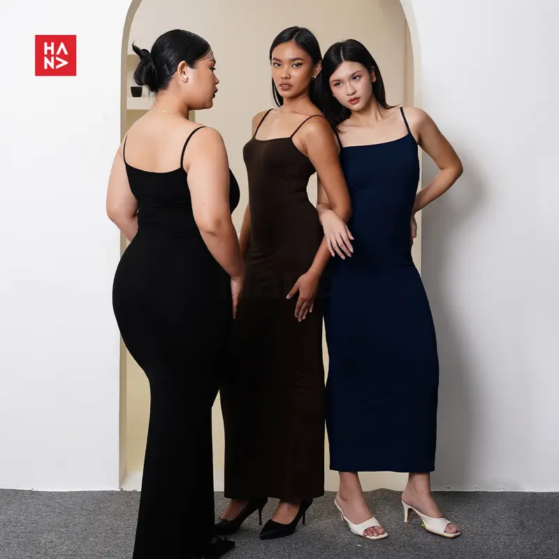 Hana Fashion - Natalie Long Dress/Dress Panjang Bodycon - CD163 Casual Dress Wanita High Top 3