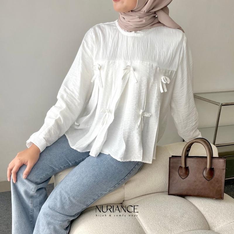 NURIANCE - Leyya Blouse (baju Coquette | pita aesthetic - semi crop) Atasan Wanita 5