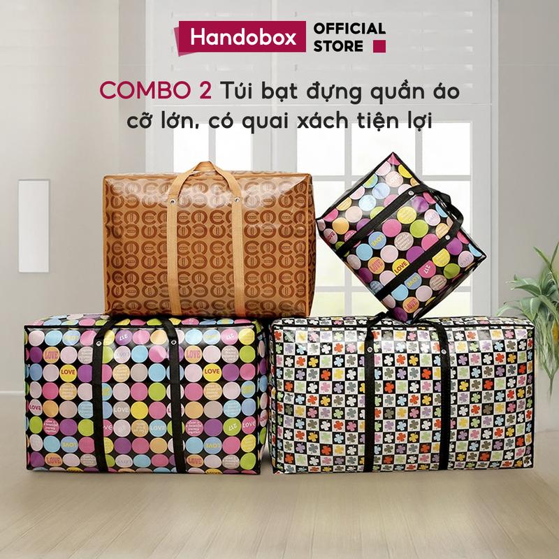COMBO 2 Túi Bạt Đựng Quần Áo Chăn Màn Cỡ Lớn Handobox Chống Thấm Nước Túi Dứa Đựng Đồ Dùng Chuyển Nhà