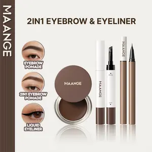 MAANGE Eyebrow & Eyeliner Set – Pomade 2-in-1 Tekstur Creamy & Eyeliner Ultra Tipis Anti Smudge, Tahan Keringat & Mudah Dipakai