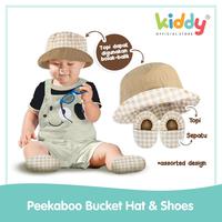 Gambar Kiddy Topi dan Sepatu Bayi  / Peek A Boo Bucket Baby Hat And Shoes Biru Pink Parsel - Cokelat dari Bayi Kiddy Kota Tangerang 1 Tokopedia