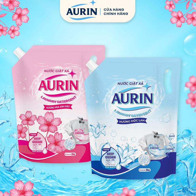    AFF    Nước Giặt Xả AURIN Túi 2kg Hương Nước Hoa Thơm Lâu Dịu Nhẹ An Toàn Cho Da Làm Sạch Tốt Bền Màu Quần Áo 