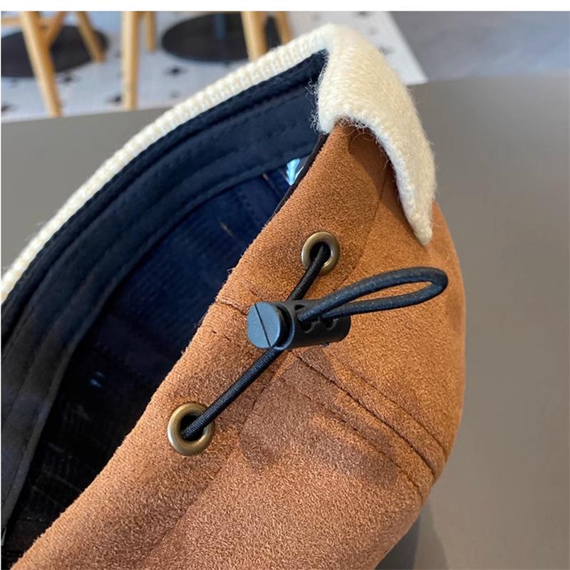 Product Introduction of 1-4Y Windproof Suede Kids Landlord Hat Korean Bear Baby Knit Brimless Cap Children Melon Caps Autumn Winter Warm Docker Hats 5