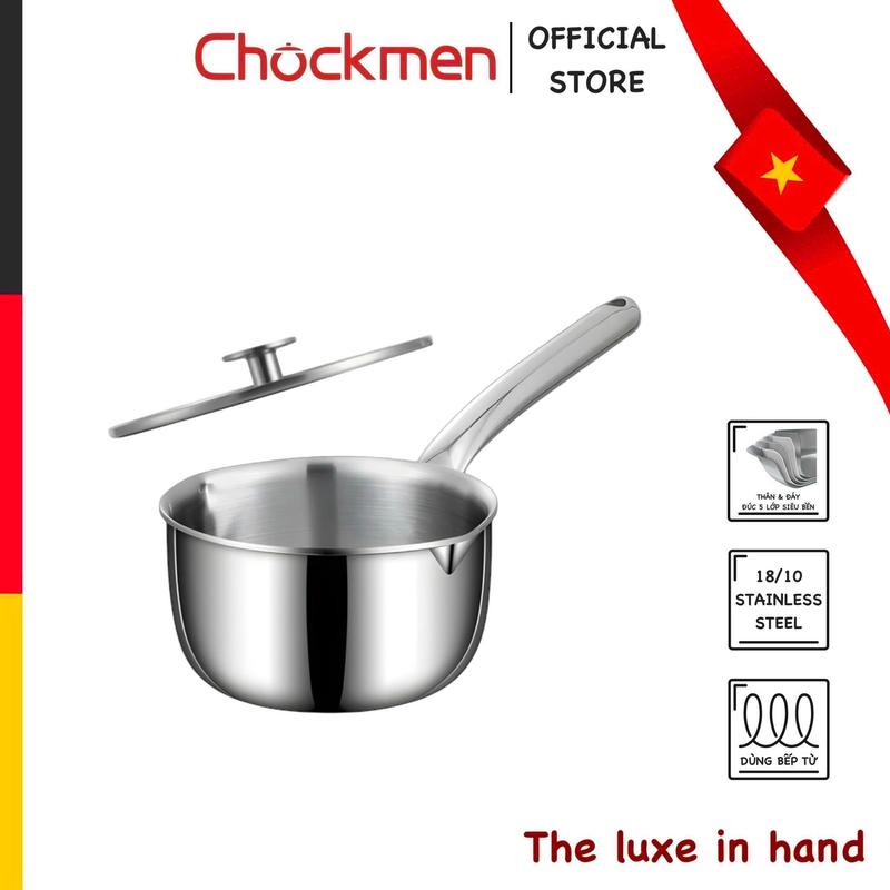 Quánh KIMSGEM by Chockmen Inox 18/10 Size 12-14cm Nồi Mini Quấy Bột Chảo Chiên Rán Ngập Dầu Dùng Mọi Loại Bếp