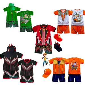 Baju setelan kostum anak laki-laki usia 1-10 tahun motif boboboy lengkap free topi/Setelan anak kostum boboboy