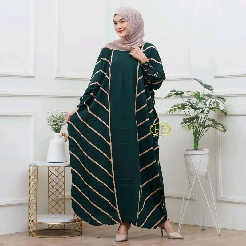 Kaftan Rayon Jumbo Gamis Garis Dress Wanita Salur Busui freindly Bahan Rayon Mewah Formal Panjang viral motif 1