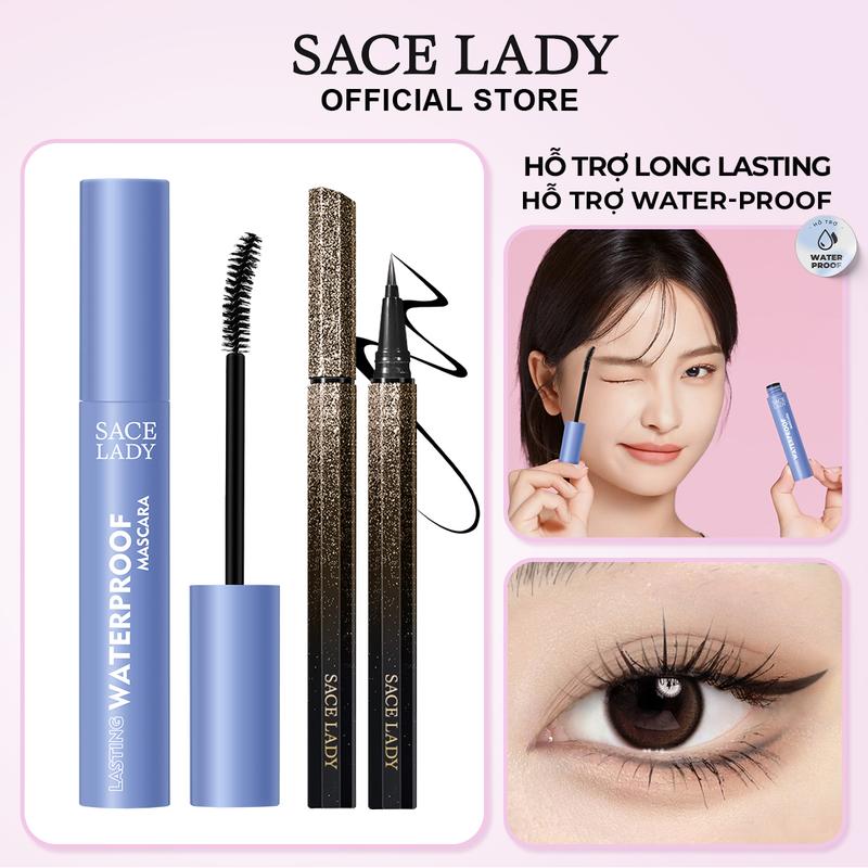 [LIVE]SACE LADY Kẻ mắt chống nước + Mascara chống nhòe Trang điểm mắt lâu trôi