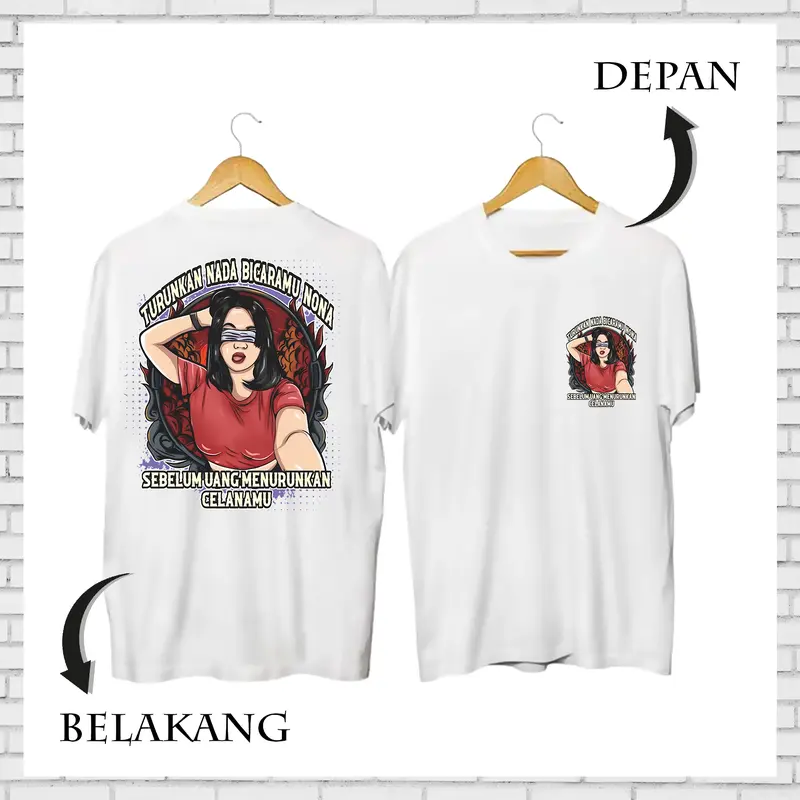 Kaos Dewasa Turunkan Nada Bicaramu Nona Kata-kata Lengan Pendek Keren dan Kekinian MT-02 Baju Distro Combed Pria Pasangan Panjang Oblong Nyaman Lembut Katun Wanita Tangan Atasan Hitam Celana Kerja Polos Couple Setelan 8