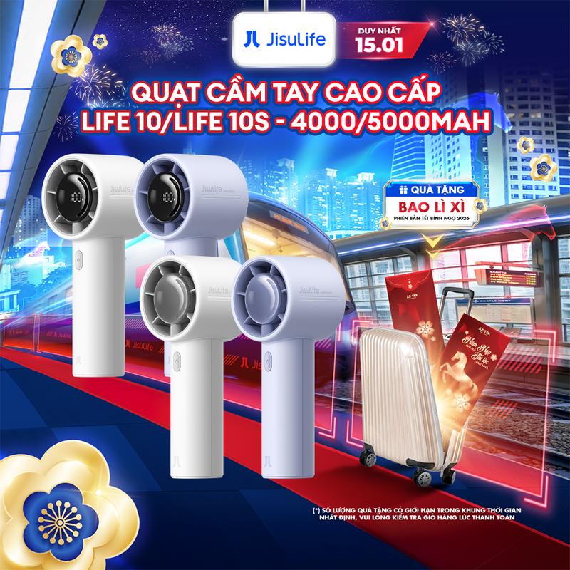  Quạt Cầm Tay Cao Cấp JISULIFE Life10 và 10S 4000 5000mAh | 5 cấp độ gió | Sử dụng đến 28h | Bảo Hành Chính Hãng 12 Tháng 