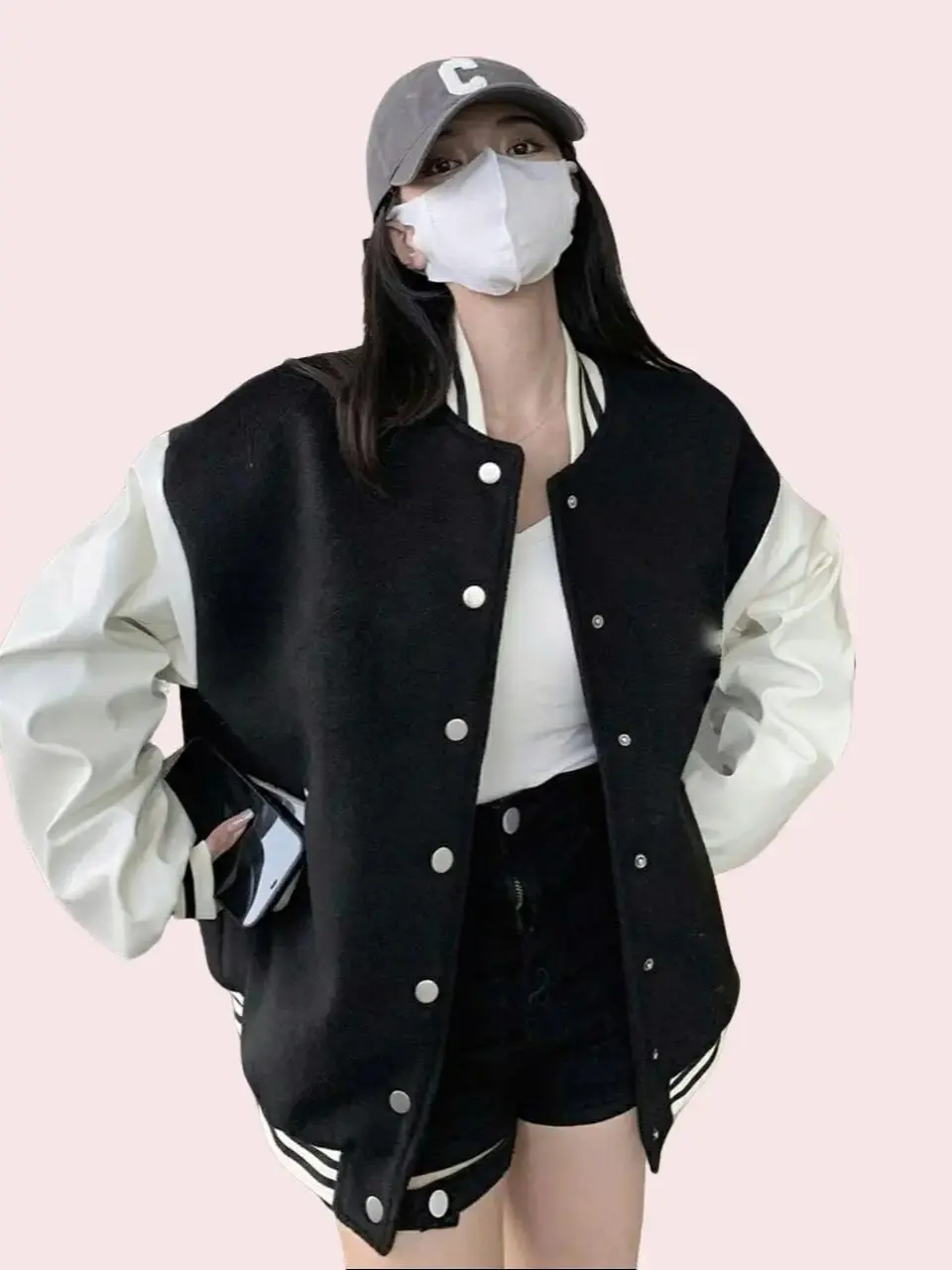 CLASSIC BASEBALL JACKET BOMBER VARSITY UNISEX - BAHAN FLEECE 240 SIZE M-XXL - RIB GARIS KANCING TOMBOL