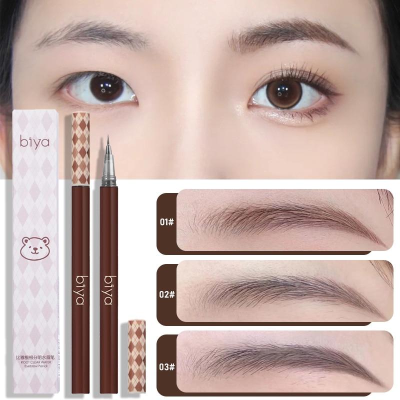 Bút Chì Kẻ Lông Mày Biya, Không Thấm Nước, Chống Nhòe, Đầu Dán Kẻ Lông Mày Dạng Lỏng Siêu Mỏng 0.01Mm, Trang Điểm Mắt Lâu Trôi, 1 Cái
