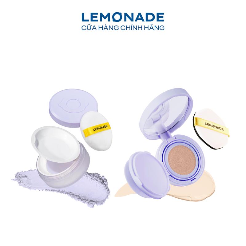 Combo 01 Phấn phủ mỏng nhẹ kiềm dầu thuần chay chống nắng Lemonade Supermatte No Makeup Loose Powder và 01 Phấn nước mỏng nhẹ kiềm dầu thuần chay chống nắng Lemonade Supermatte No Makeup Cushion 15g