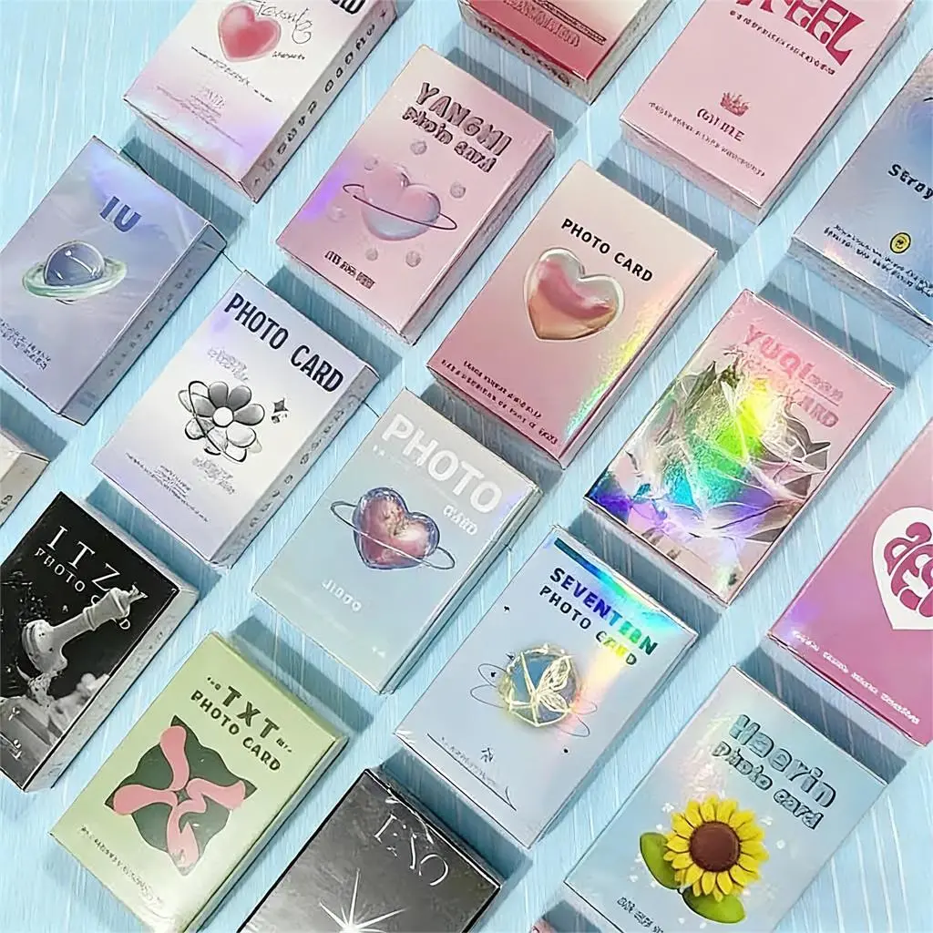 50pcs PhotoCard Hologram 2 sisi Bl4c kpInk N3w J e4ns Tubatu KPOP