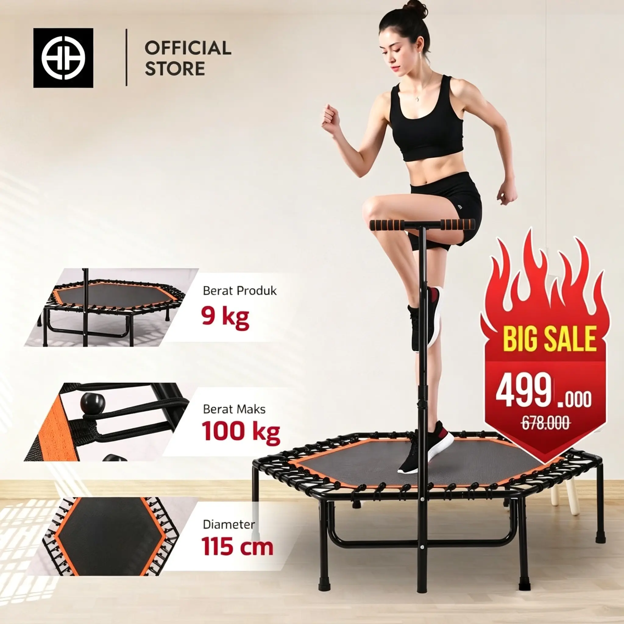 HIGHHOPE Sport Trampoline Alat Olahraga Lompat Trampolin