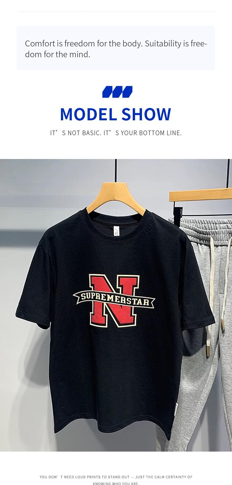 Product Introduction of New summer fashion all-match personality printing casual loose round neck 100% cotton T-shirt 5