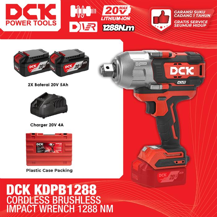 Gambar DCK Cordless Brushless Impact Wrench KDPB 1288 / Mesin Pembuka Baut 3/4 Inch Baterai Torsi 1288Nm KDPB1288 / Mesin Impact Wrench 3/4" dari DCK Power Tools Indonesia Kota Administrasi Jakarta Barat Tokopedia