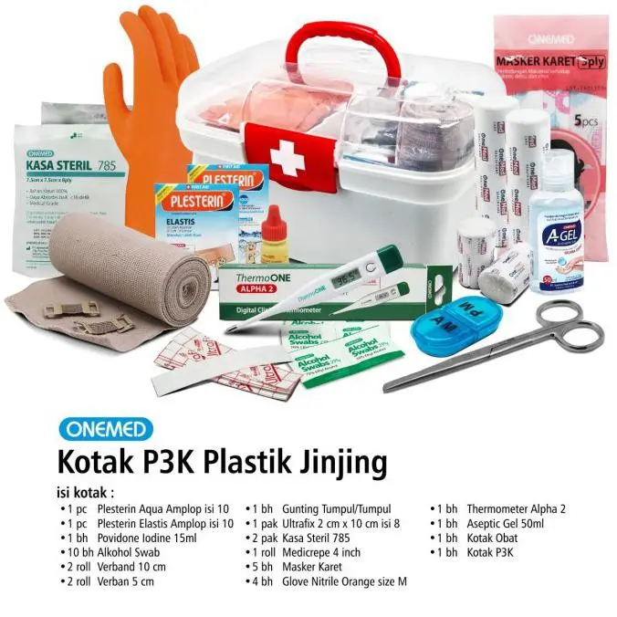 Kotak P3k Putih Lengkap isi 1 set Perlengkapan Alat Medis Pertolongan Pertama Tempat Obat 2