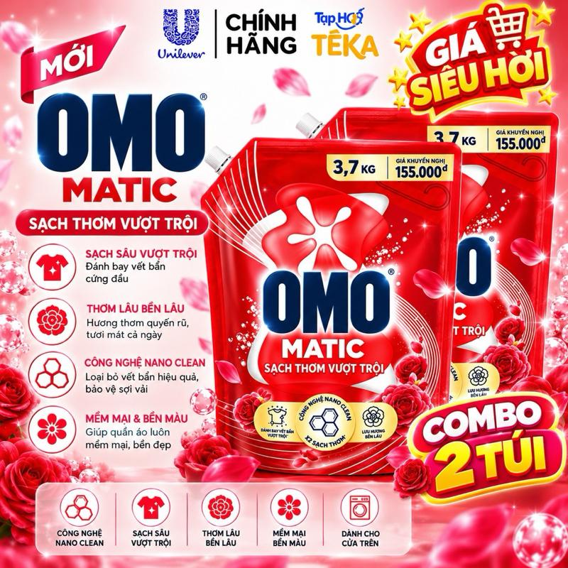 OMO Nước Giặt Sạch Thơm Vượt Trội 3.7KG