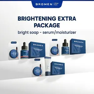BROMEN EXTRA PACK [ BRIGHTENING SOAP 50g - SERUM 20mL / MOISTURIZER 30g ] SKINCARE COWOK | PERAWATAN MUKA KUSAM PRIA