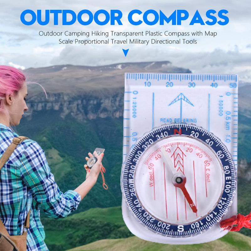 Outdoor Camping Hiking Transparent Plastic Compass with Map Scale Proportional Travel Military Directional Tools #426818 0